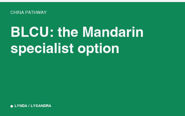 BLCU: the Mandarin specialist option