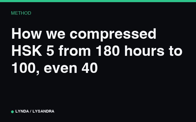 How we compressed HSK 5 from 180 hours to 100, even 40.