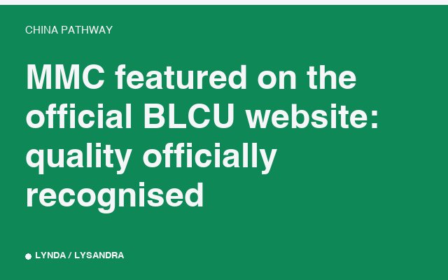 MMC featured on the official BLCU website: quality officially recognised.